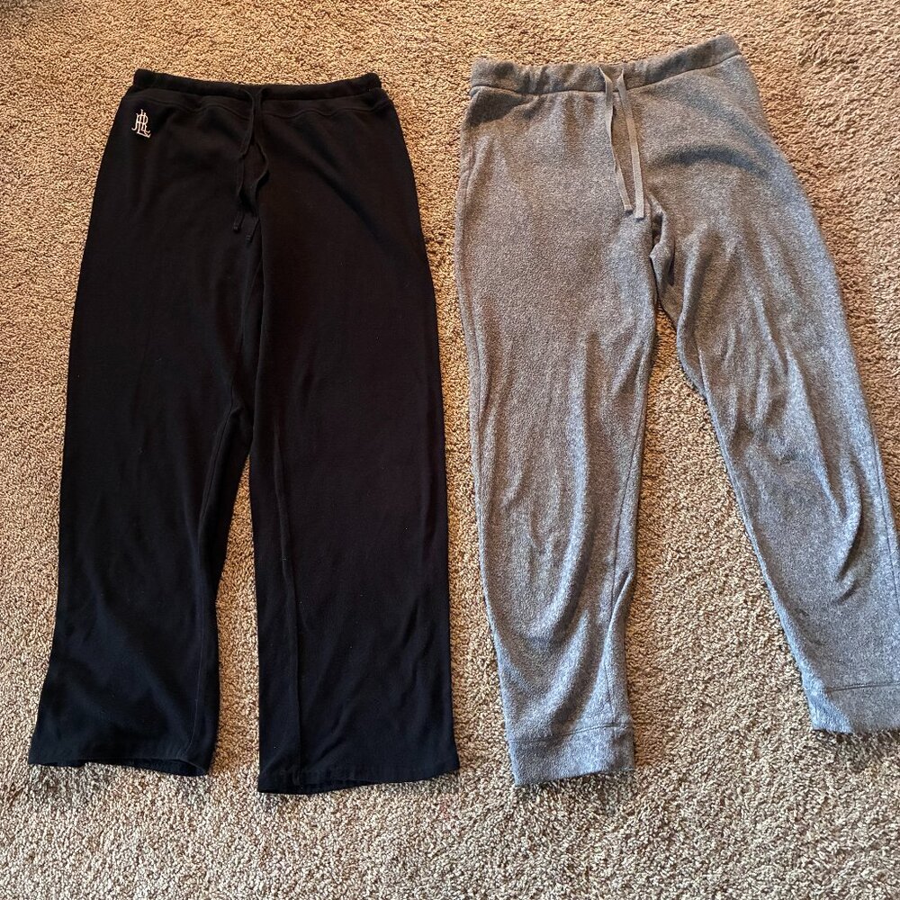 Lot of 2 Ralph Lauren/CuddlDucs Black /Gray Stretch SWEATPANTS Casual Pants S
